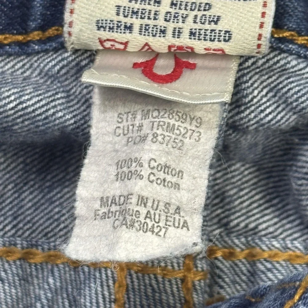 True Religion Vintage Straight Leg Jeans Mens 31x30 Blue Made USA Flap MQ2859Y9
